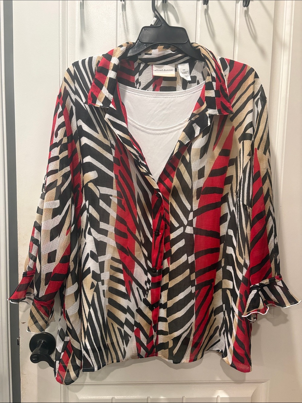 AlfRed dunner Multi Zebra-Print Button Front Top 22W